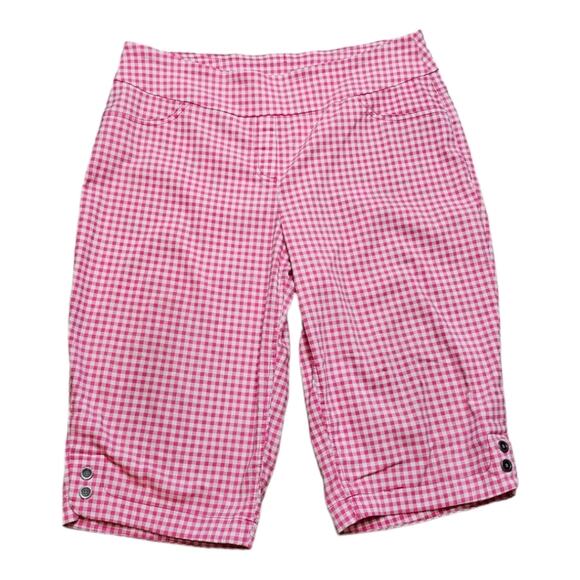 Alia Pants - Alia Pink Gingham Print Stretchy Capri Size 14